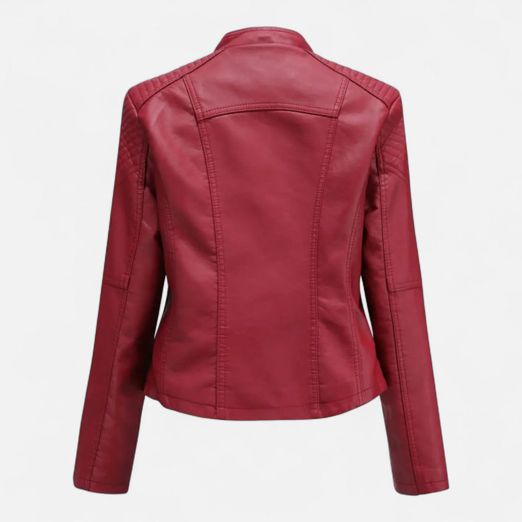Everleigh | Slim Fit Jas met rits – Leer met revers