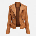 Everleigh | Slim Fit Jas met rits – Leer met revers